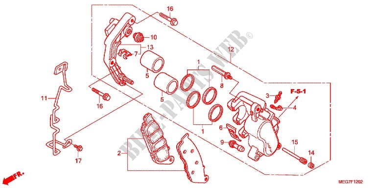 FRONT BRAKE CALIPER (VT750S) for Honda VT 750 S 2012