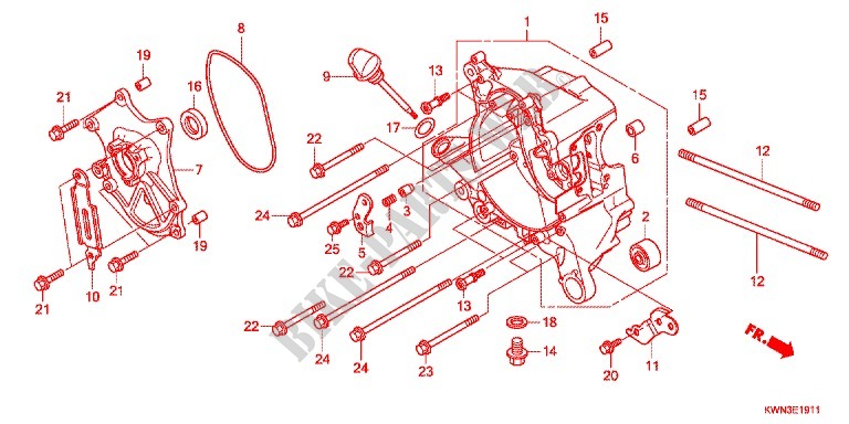 RIGHT CRANKCASE (WW125EX2C/EX2D/D) for Honda PCX 125 SPECIAL EDITION 2012