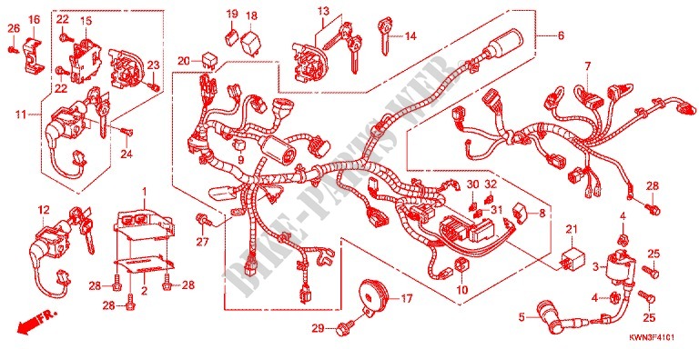 WIRE HARNESS (WW125EX2C/EX2D/D) for Honda PCX 125 SPECIAL EDITION 2012