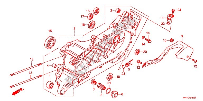 LEFT CRANKCASE (WW125EX2C/EX2D/D) for Honda PCX 125 SPECIAL EDITION 2012