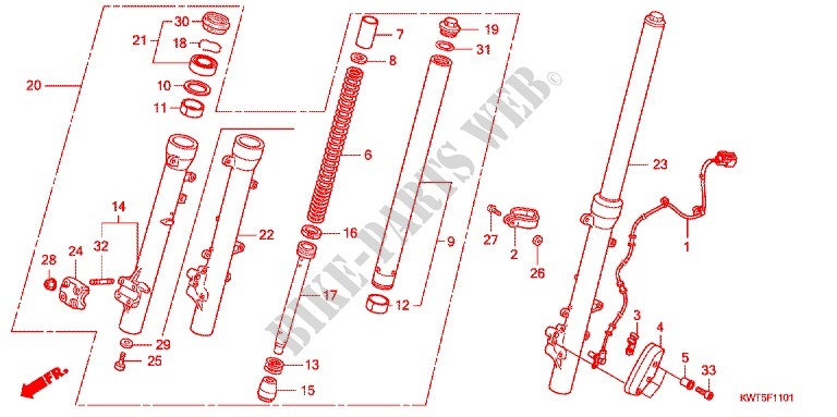 FRONT FORK (XRE300A) for Honda XRE 300 ABS 2010
