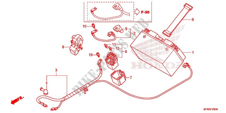 WIRE HARNESS/BATTERY for Honda CB 1000 R ABS WHITE 2013