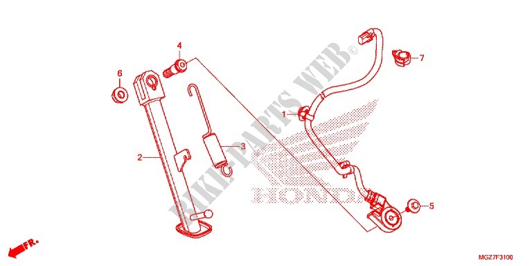 MAIN STAND   BRAKE PEDAL for Honda CB 500 X 2014