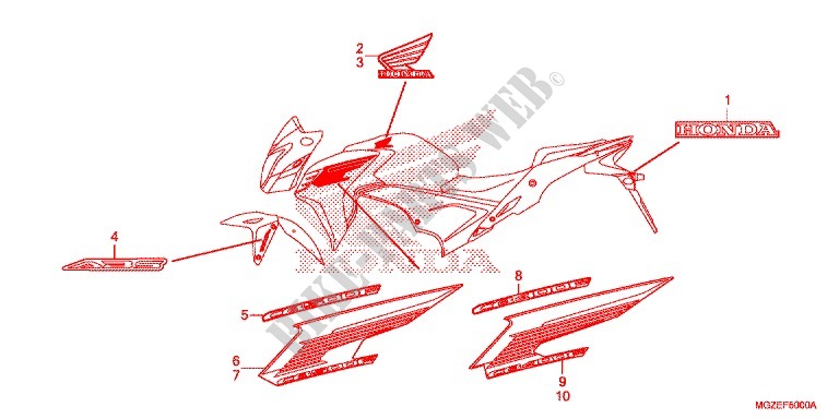 STICKERS (1) for Honda CB 500 F ABS WHITE 2013
