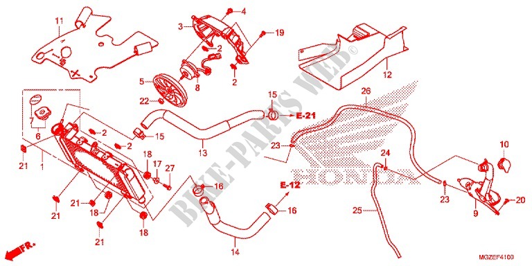 RADIATOR for Honda CB 500 F ABS BLANCHE 2013