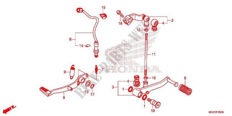 MAIN STAND   BRAKE PEDAL for Honda CBR 500 R ABS HRC TRICOLOR 2014