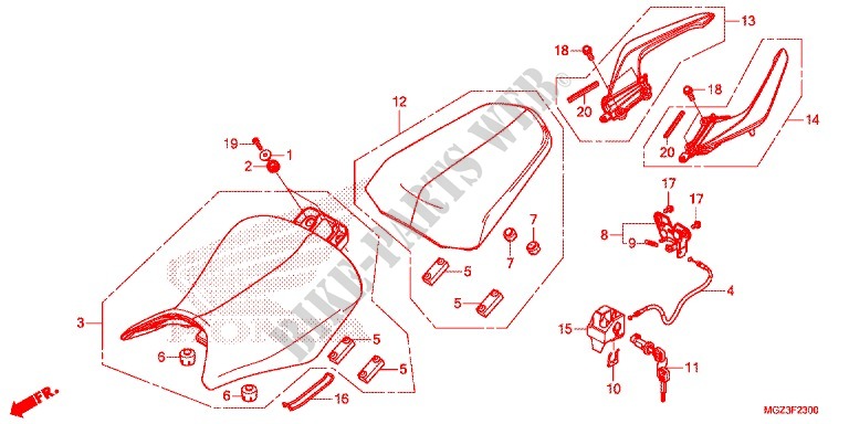 SEAT   PASSENGER GRIP for Honda CBR 500 R ABS 2014