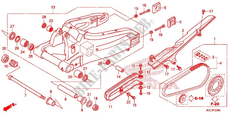 SWINGARM   CHAIN CASE for Honda CBR 600 RR ABS REPSOL 2016