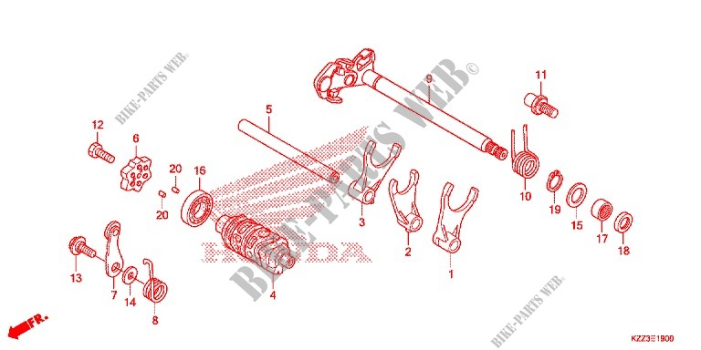GEARSHIFT DRUM   SHIFT FORK for Honda CRF 250 L RED 2013