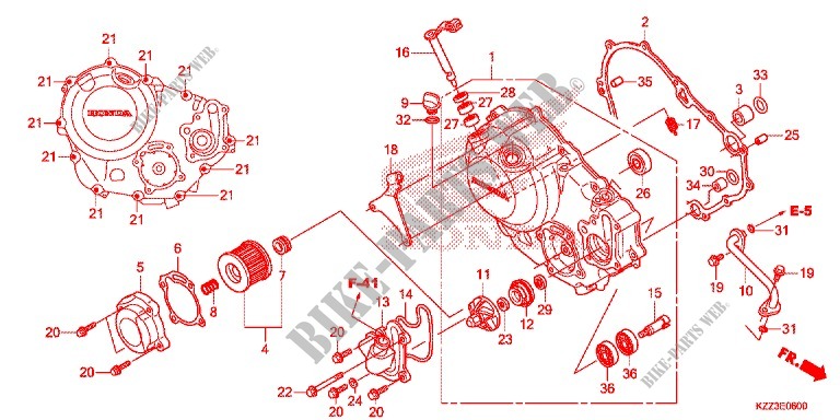RIGHT CRANKCASE COVER for Honda CRF 250 L RED 2013