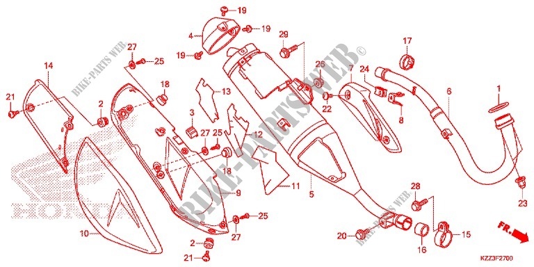 EXHAUST MUFFLER (2) for Honda CRF 250 M ROUGE 2014
