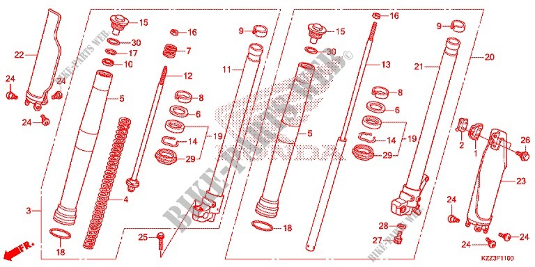 FRONT FORK for Honda CRF 250 M RED 2016