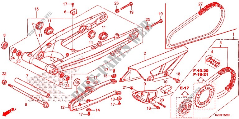 SWINGARM   CHAIN CASE for Honda CRF 250 M RED 2015