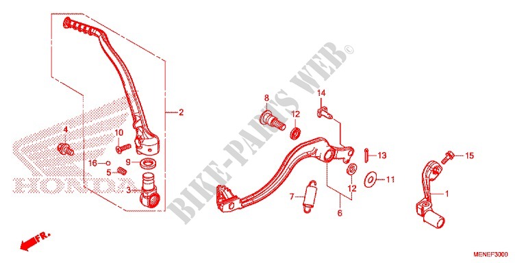 KICK STARTER ARM   BRAKE PEDAL   GEAR LEVER for Honda CRF 450 R 2014