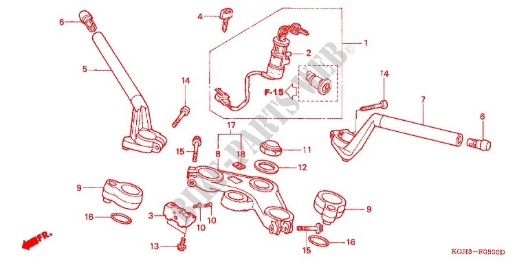 HANDLEBAR   TRIPLE CLAMP   STEERING STEM (FS1251/2/3) for Honda FS 125 SONIC 2002