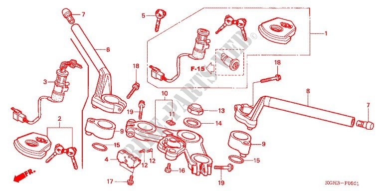 HANDLEBAR   TRIPLE CLAMP   STEERING STEM (FS1254/5/6/8) for Honda FS 125 SONIC 2004