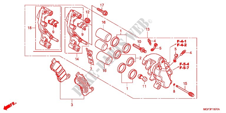 FRONT BRAKE CALIPER (FJS600A9 2KO/FJS600AB/DB) for Honda SILVER WING 600 2011
