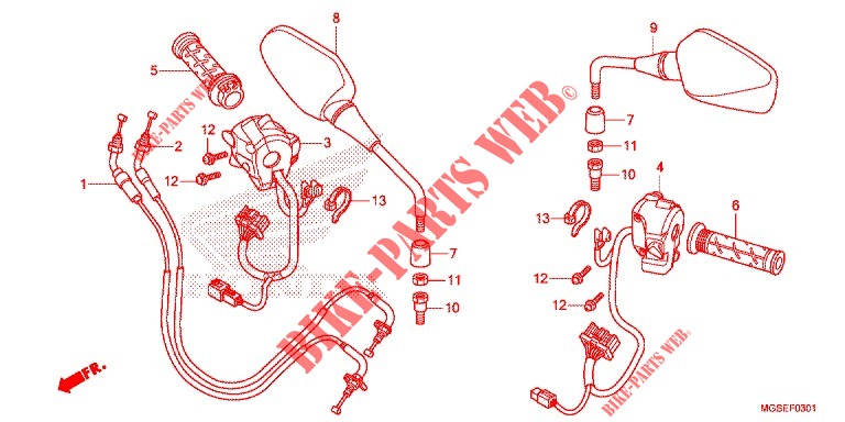 LEVER   SWITCH   CABLE (NC700SD) for Honda NC 700 ABS DCT 35KW 2013