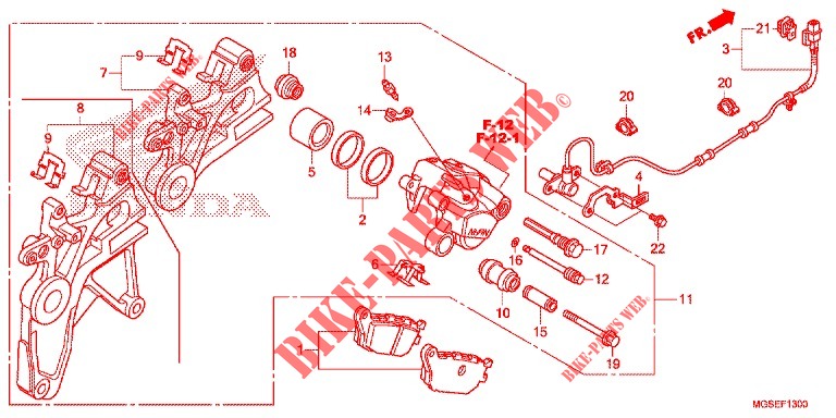 REAR BRAKE CALIPER for Honda NC 700 ABS DCT 35KW 2013