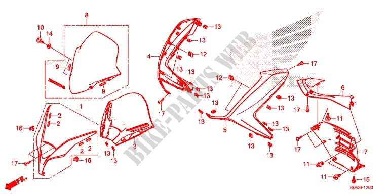 FRONT COWL   WINDSCREEN for Honda FORZA 300 2013