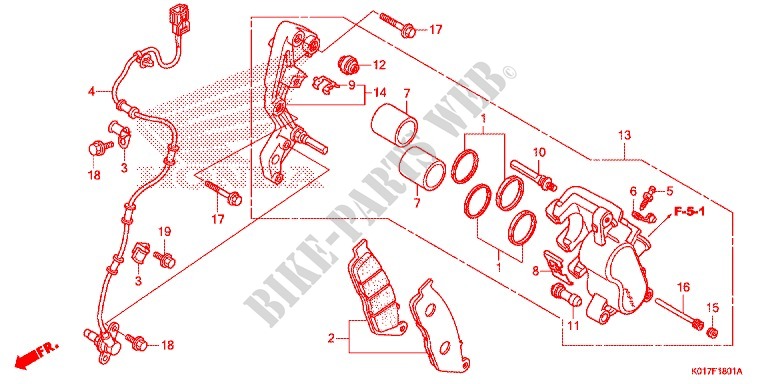 FRONT BRAKE CALIPER (SH125A,AD/SH150A,AD) for Honda SH 125 ABS SPECIAL 2E 2013