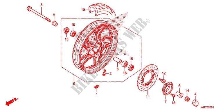 FRONT WHEEL for Honda SH 125 ABS SPECIAL 3ED 2013