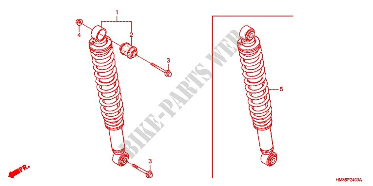 REAR SHOCK ABSORBER (2) for Honda TRX 250 FOURTRAX RECON Electric Shift 2011