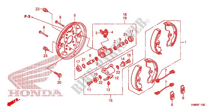 FRONT BRAKE PANEL   SHOES for Honda TRX 250 FOURTRAX RECON Standard 2013