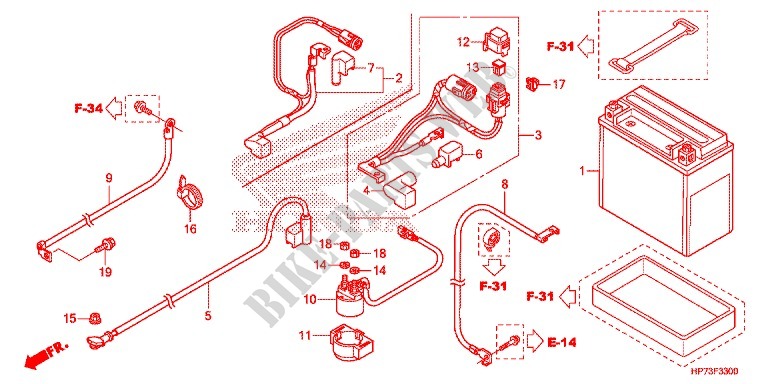 WIRE HARNESS/BATTERY for Honda FOURTRAX 420 RANCHER 4X4 AT PS 2013