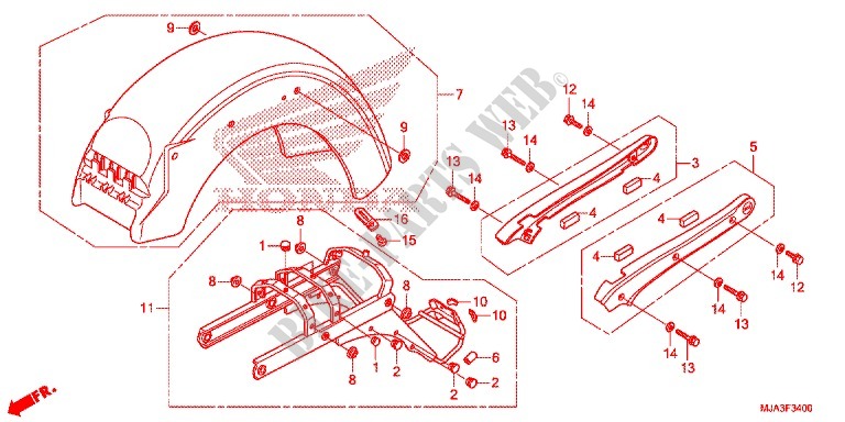 REAR FENDER (VT750C/CA/CS) for Honda SHADOW VT 750 GRAY 2013