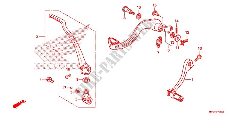 KICK STARTER ARM   BRAKE PEDAL   GEAR LEVER for Honda CRF 450 X 2014