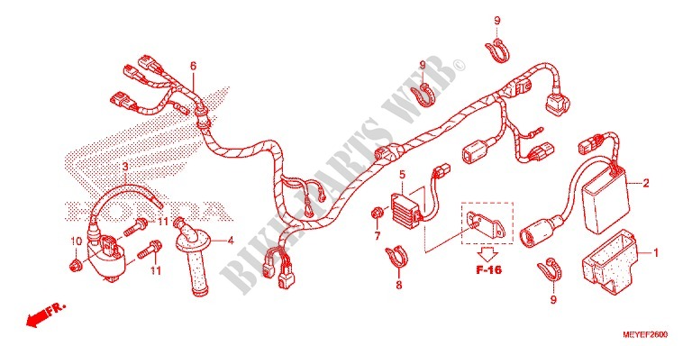 WIRE HARNESS/BATTERY for Honda CRF 450 X 2014