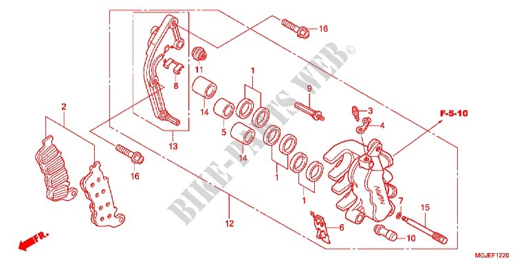 LEFT FRONT BRAKE CALIPER (CBF1000FA/FT/FS) for Honda CBF 1000 ABS 2014