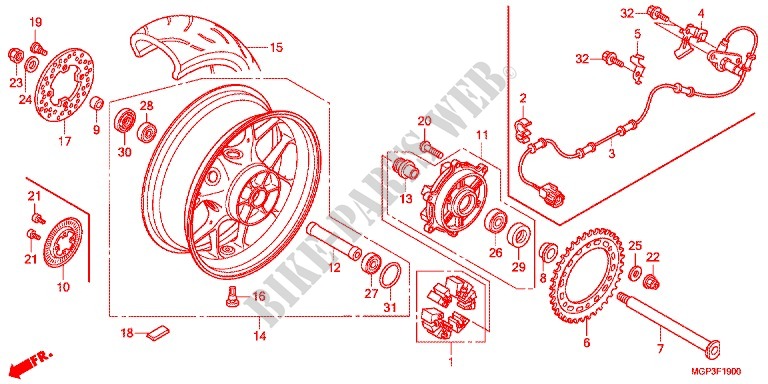 REAR WHEEL for Honda CBR 1000 RR ABS NOIRE 2014