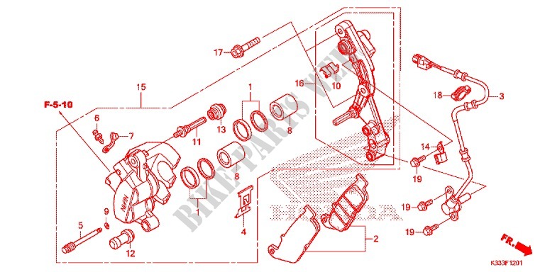 FRONT BRAKE CALIPER (CBR250RA/350RA) for Honda CBR 250 R ABS 2015