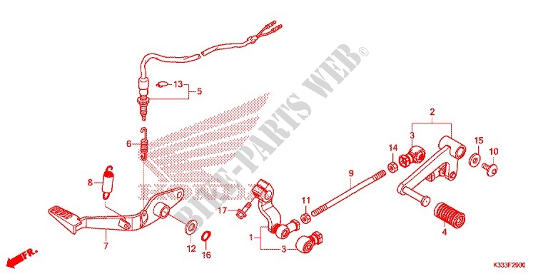 MAIN STAND   BRAKE PEDAL for Honda CBR 250 R ABS GREY 2015