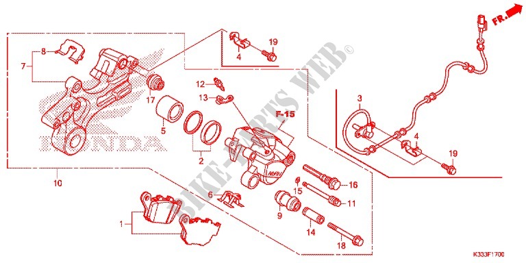 REAR BRAKE CALIPER for Honda CBR 250 R ABS 2015