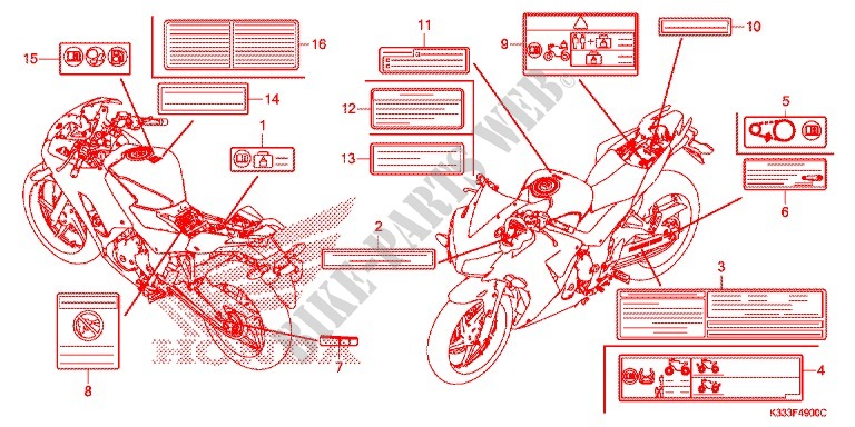 CAUTION LABEL (1) for Honda CBR 250 R ABS RED 2015