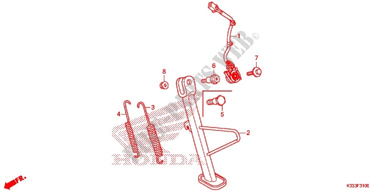 MAIN STAND   BRAKE PEDAL for Honda CBR 250 R ABS RED 2015