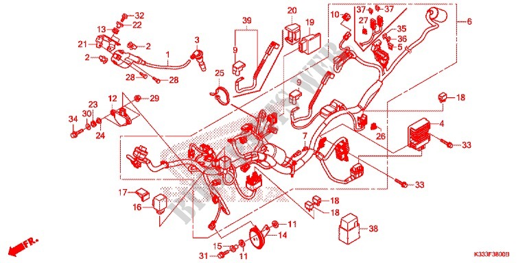 WIRE HARNESS/BATTERY for Honda CBR 250 R ABS RED 2015