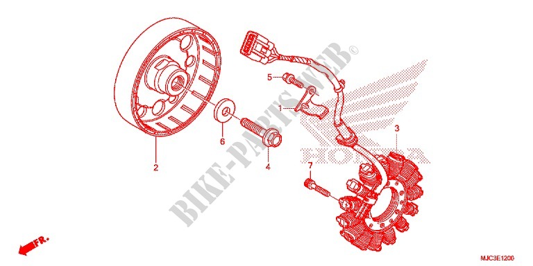 LEFT CRANKCASE COVER   ALTERNATOR (2) for Honda CBR 600 RR VERMELHO 2014
