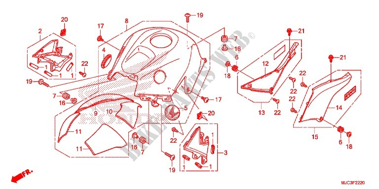 TANK COVER for Honda CBR 600 RR VERMELHO 2014