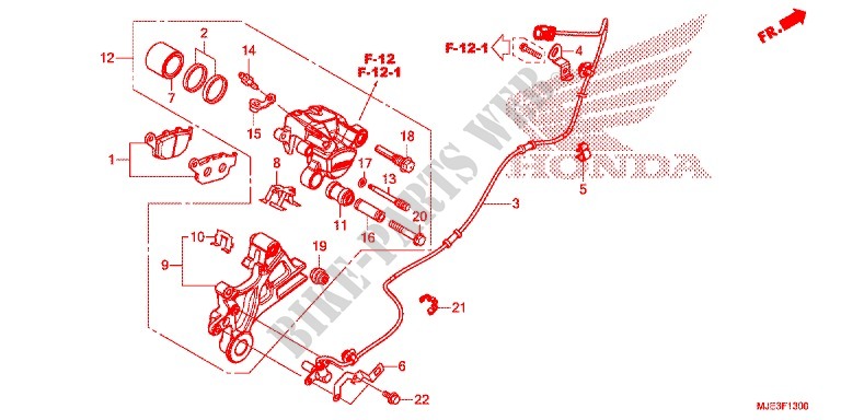 REAR BRAKE CALIPER for Honda CBR 650 F ABS HRC TRICOLOR 2014