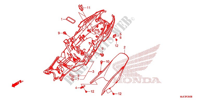 REAR FENDER for Honda CBR 650 F ABS HRC TRICOLOR 2014
