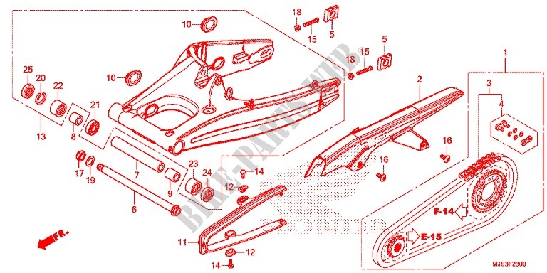 SWINGARM   CHAIN CASE for Honda CBR 650 F ABS HRC TRICOLOR 2015