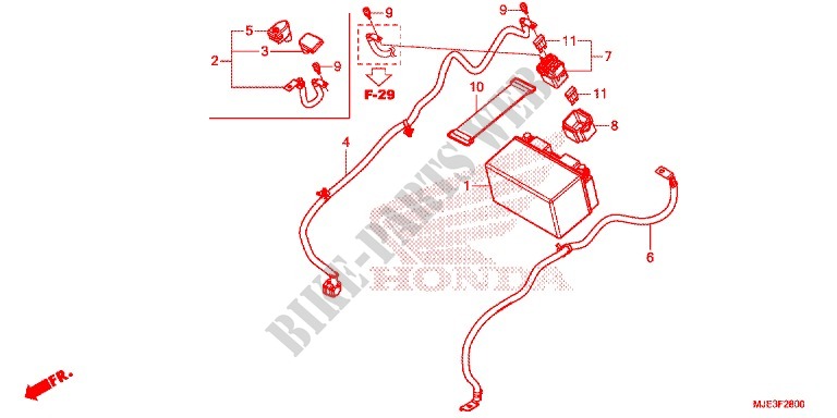 WIRE HARNESS/BATTERY for Honda CBR 650 F ABS HRC TRICOLOR 2015