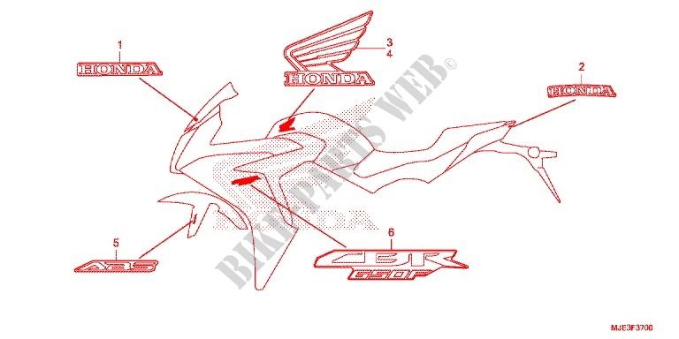 STICKERS (ED/MA/RU/U/4ED) for Honda CBR 650 F ABS 35KW 2014