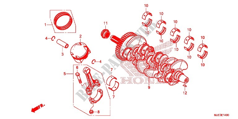 CRANKSHAFT for Honda CBR 650 F ABS HRC TRICOLOR 35KW 2014