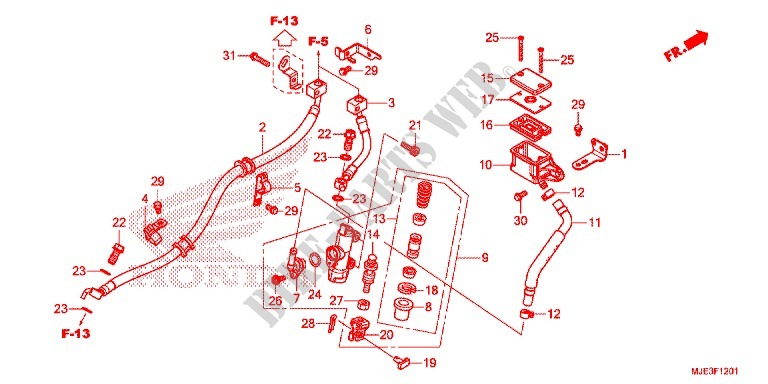 REAR BRAKE MASTER CYLINDER (CBR650FA) for Honda CBR 650 F ABS HRC TRICOLOR 35KW 2014