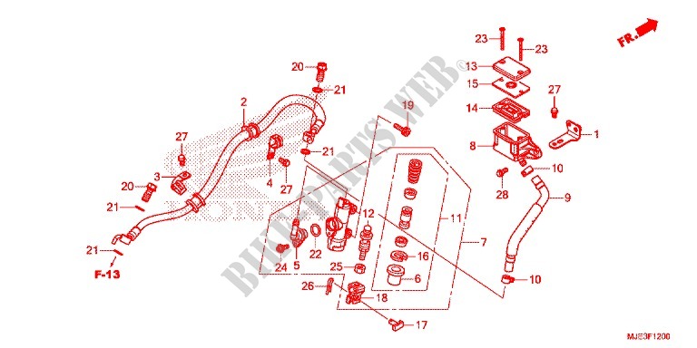 REAR BRAKE MASTER CYLINDER (CBR650F) for Honda CBR 650 F TRICOLOR 2014